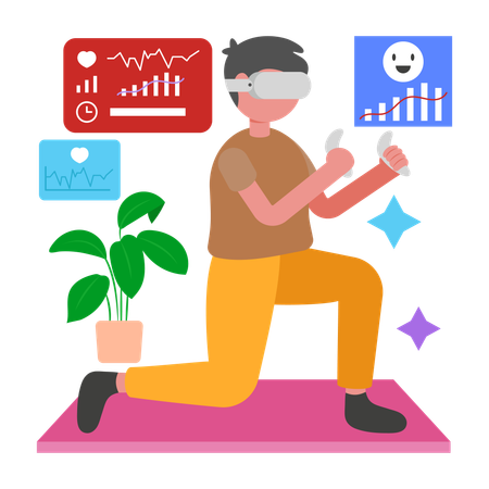 Boy doing Virtual Exercise  Illustration