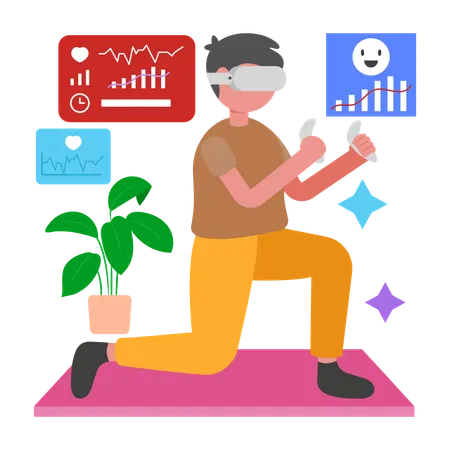 Boy doing Virtual Exercise  Illustration