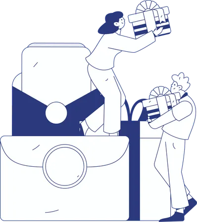 Boy doing virtual shopping  Illustration