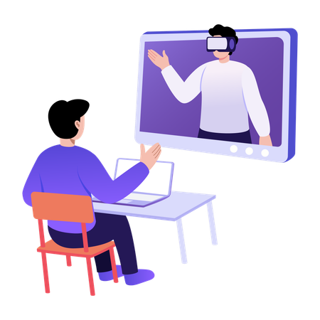 Boy doing vr learning  Illustration