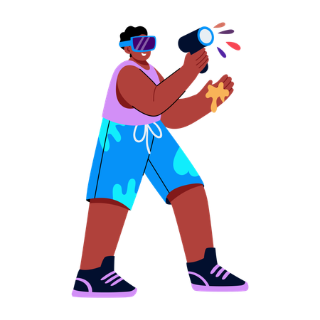 Boy doing vr painting  Illustration