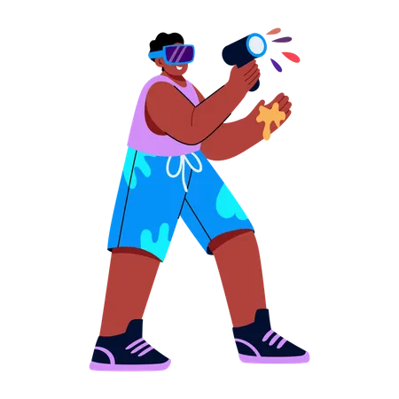Boy doing vr painting  Illustration