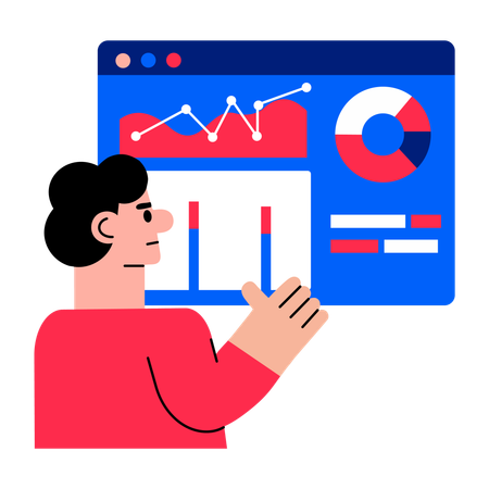 Boy doing web analysis  Illustration