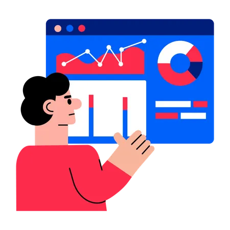 Boy doing web analysis  Illustration