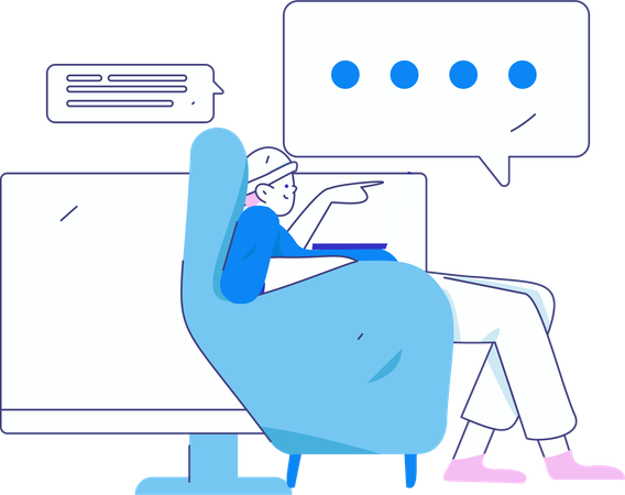 Boy doing web meeting  Illustration