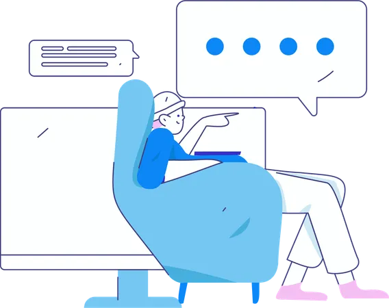 Boy doing web meeting  Illustration