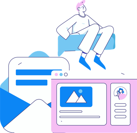 Boy doing web meeting  Illustration