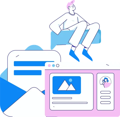 Boy doing web meeting  Illustration