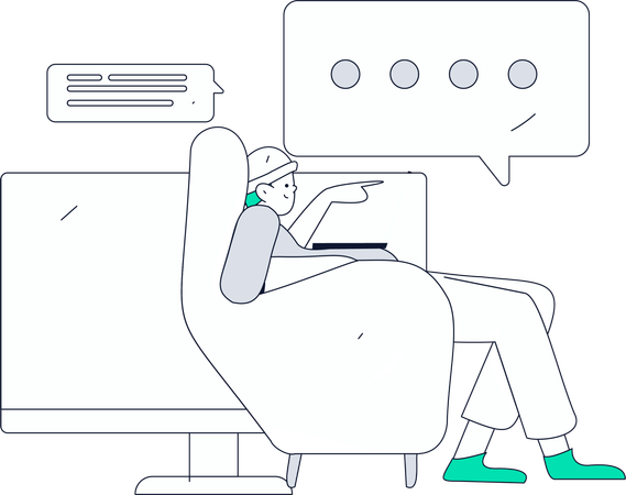 Boy doing web meeting  Illustration