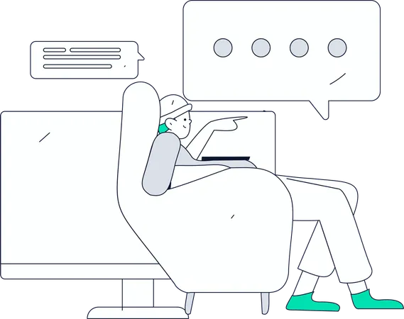 Boy doing web meeting  Illustration