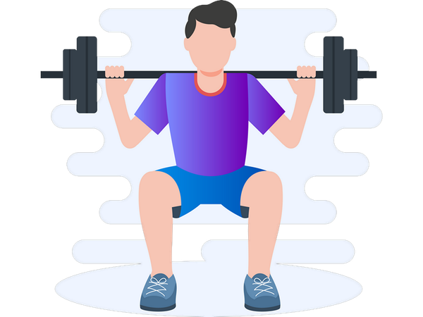 Boy doing weight training  Illustration