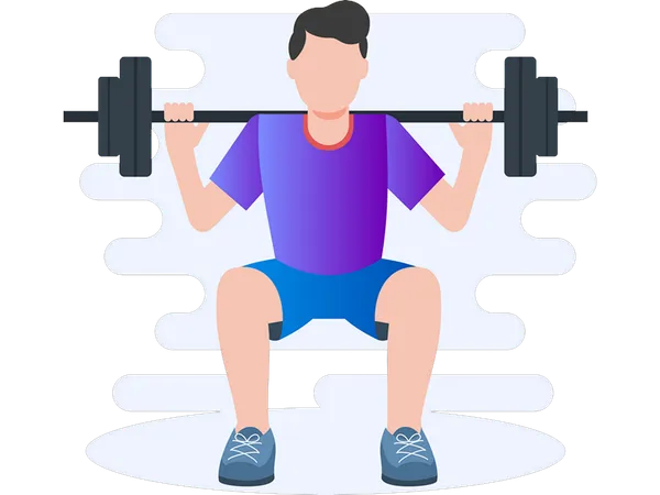 Boy doing weight training  Illustration