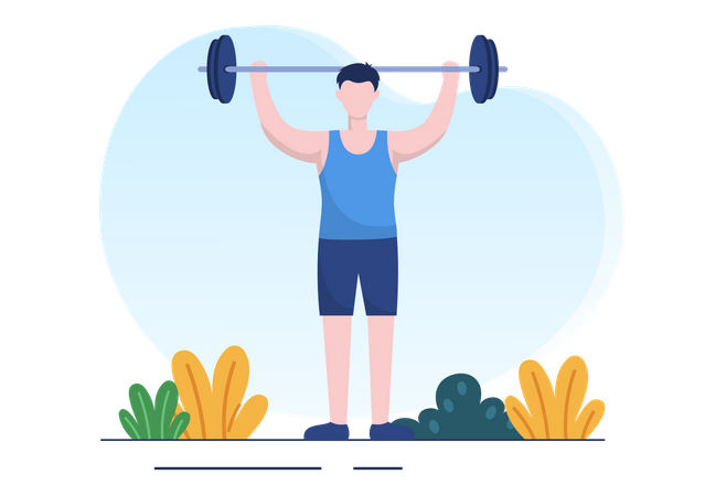 Boy doing weightlifting  Illustration