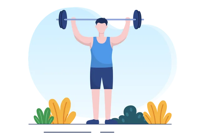 Boy doing weightlifting  Illustration