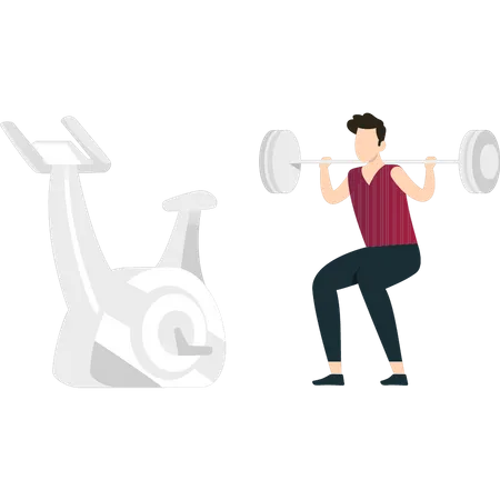 Boy doing weightlifting  Illustration