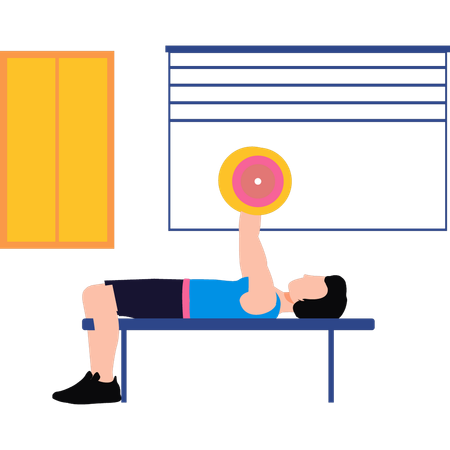 Boy doing weightlifting in gym  Illustration