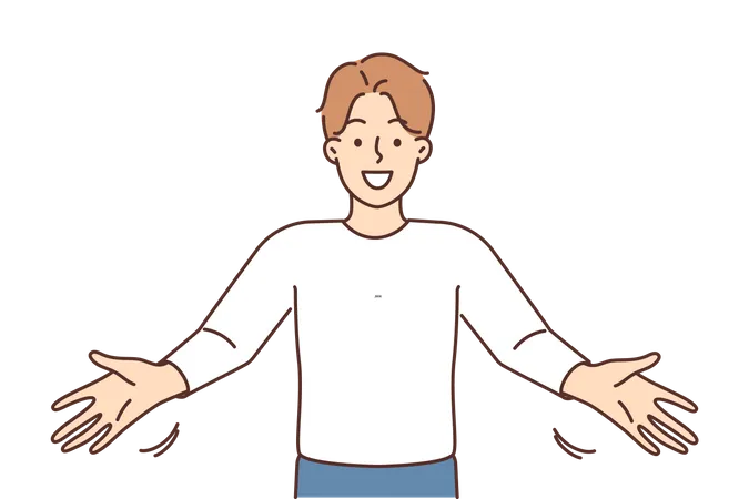 Boy doing welcoming gesture  Illustration