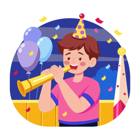 Boy doing whistle blowing  Illustration