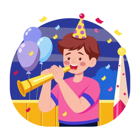 Boy doing whistle blowing  Illustration