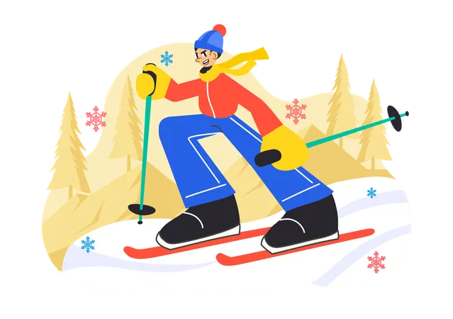Boy doing winter sports  Illustration