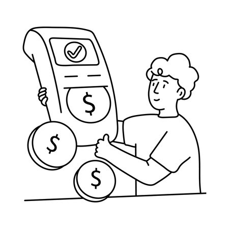 Boy doing Wireless payment  Illustration