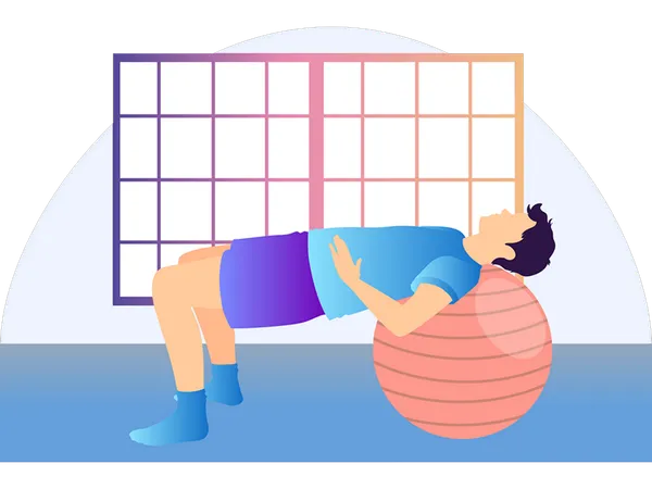 Boy doing workout with ball  Illustration