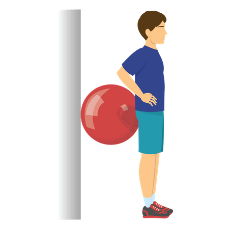 Boy doing workout with gym ball Illustration