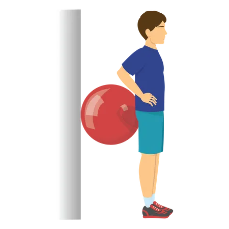 Boy doing workout with gym ball Illustration