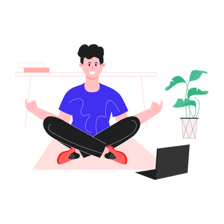 Boy doing yoga  イラスト