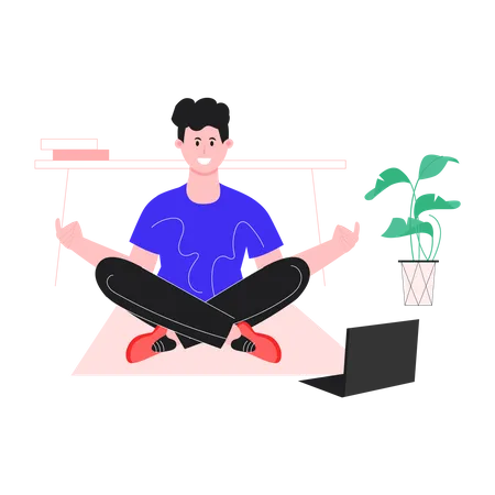 Boy doing yoga  イラスト