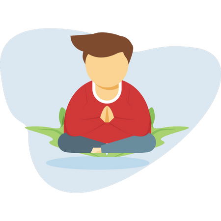 Boy doing yoga and meditation  Illustration