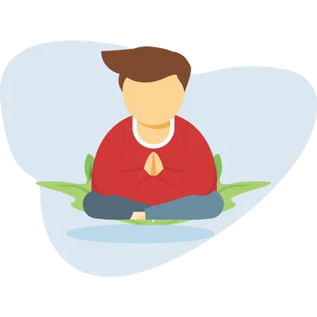 Boy doing yoga and meditation  Illustration