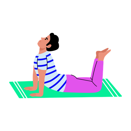 Boy doing yoga at home  Illustration