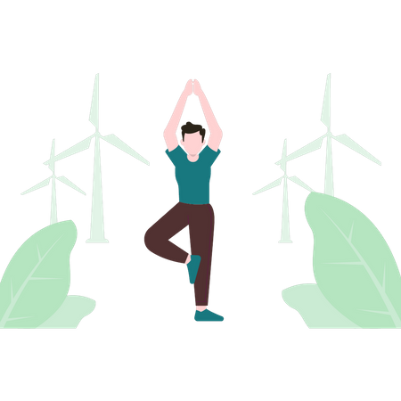 Boy doing yoga  Illustration