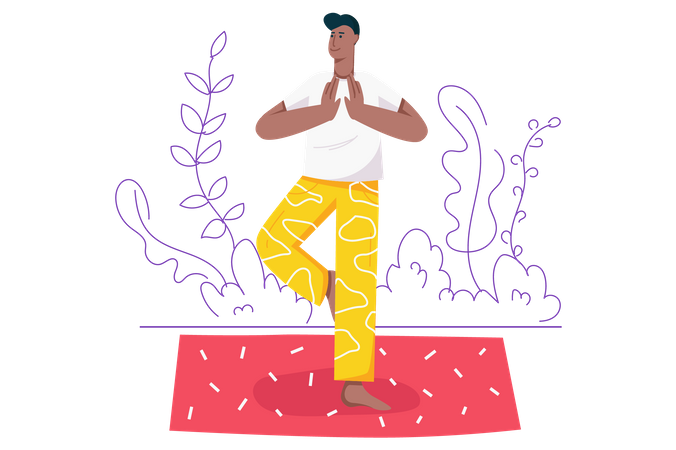 Boy doing yoga  Illustration