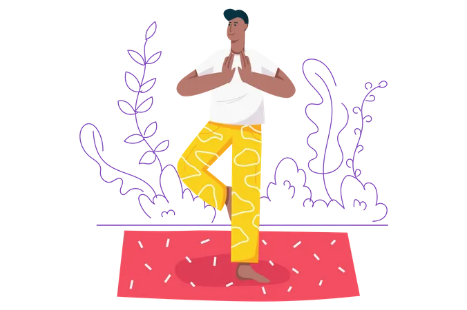 Boy doing yoga  Illustration