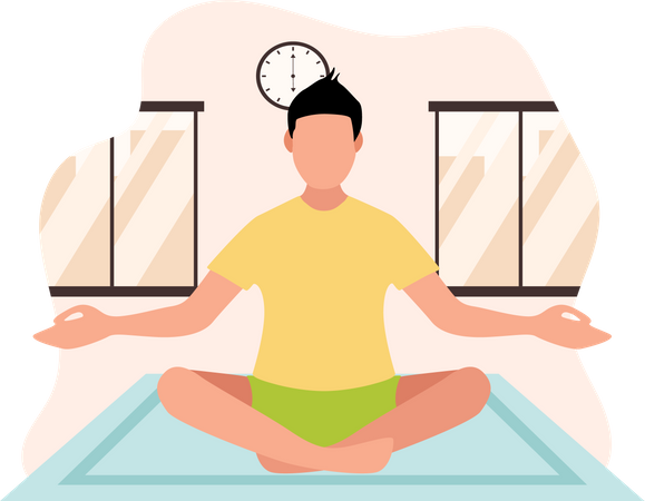 Boy Doing Yoga  Illustration