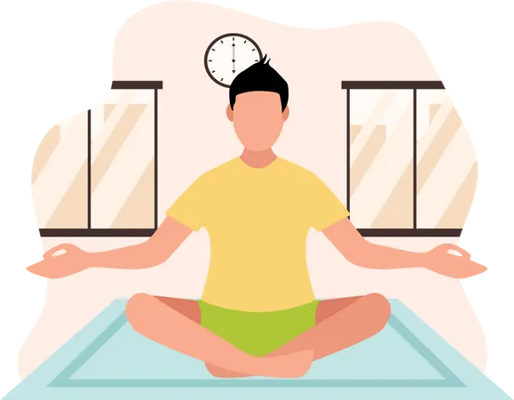 Boy Doing Yoga  Illustration