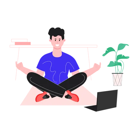 Boy doing yoga  Illustration