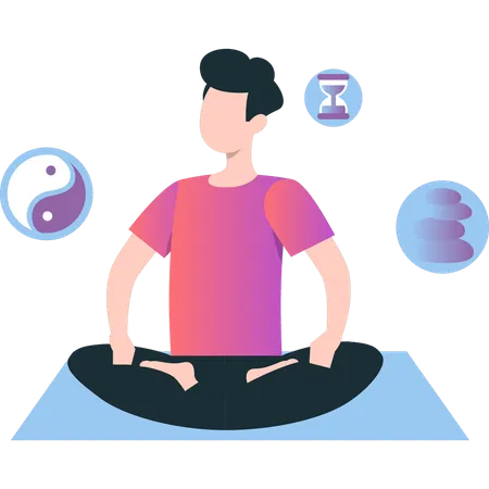 Boy doing yoga  Illustration