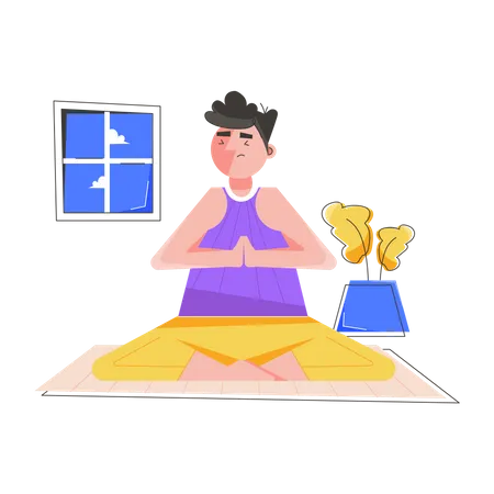 Boy doing Yoga Practice  Illustration