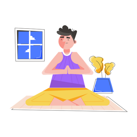 Boy doing Yoga Practice  Illustration