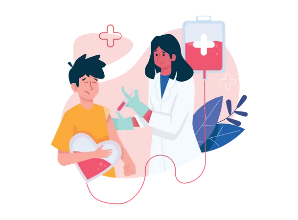 Boy donating blood  Illustration