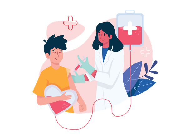 Boy donating blood  Illustration