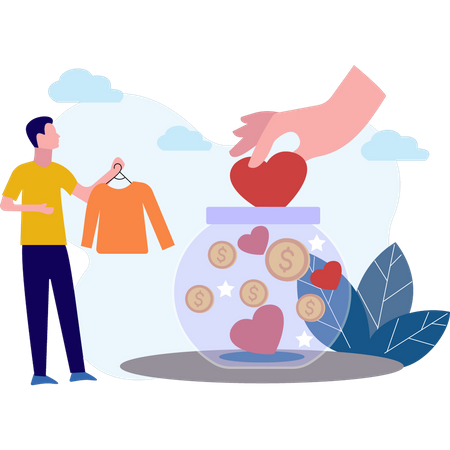 Boy Donating Cloth  Illustration