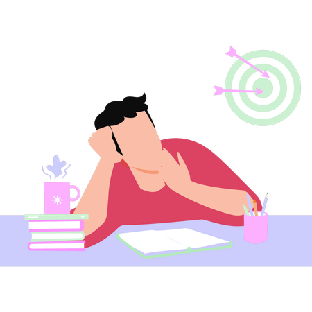 Boy dozing off during study  Illustration