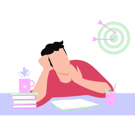 Boy dozing off during study  Illustration