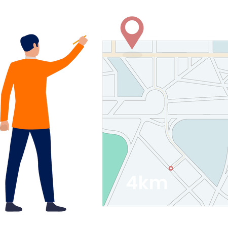 Boy drawing map navigations  Illustration