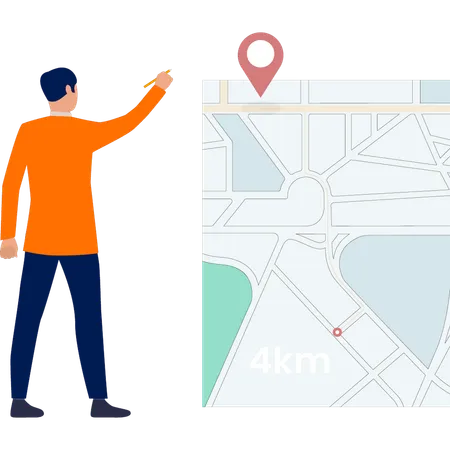 Boy drawing map navigations  Illustration