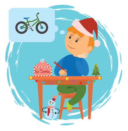 Boy dreaming about bicycle Illustration